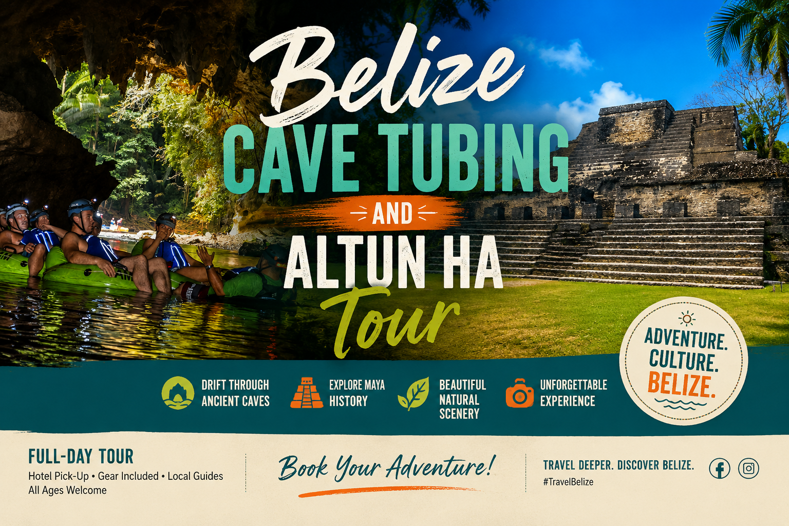 Belize Cave Tubing and Altun Ha Maya Ruins Tour