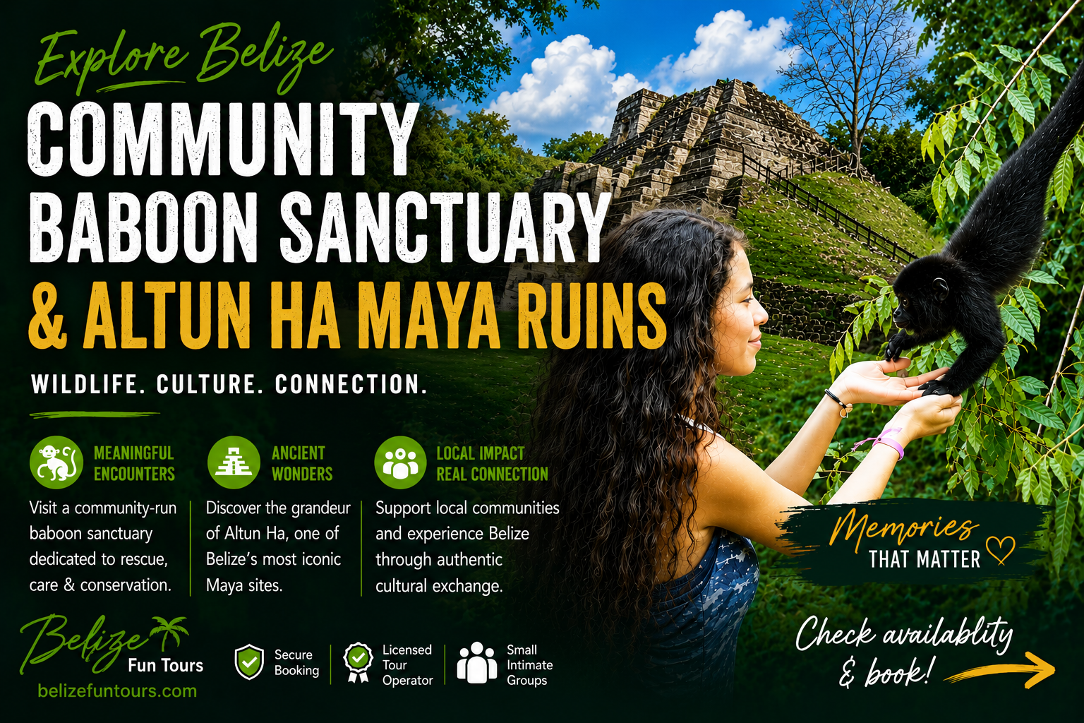 Community Baboon Sanctuary and Altun Ha Maya Ruins Tour