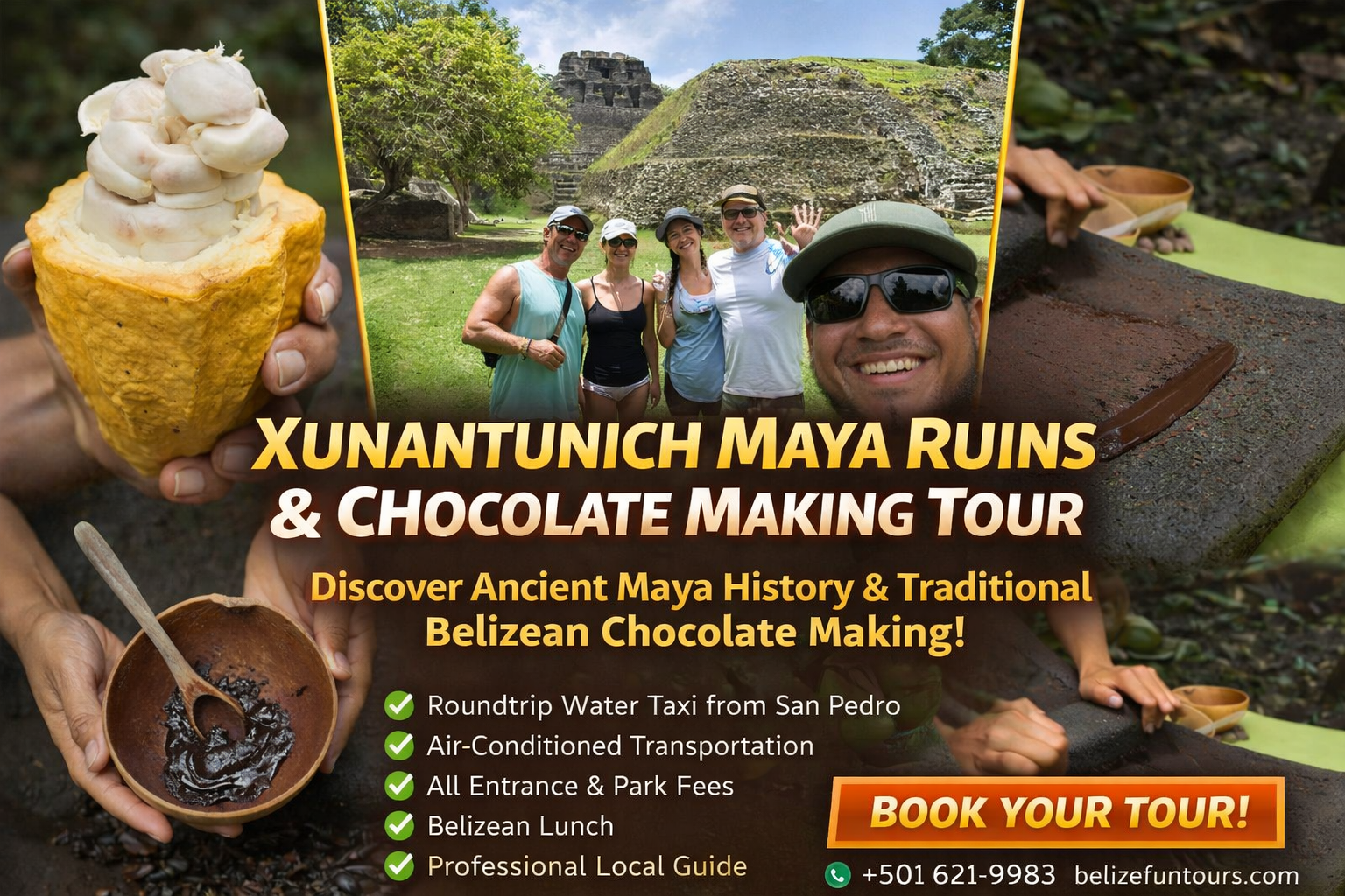 Xunantunich Maya Ruins and Chocolate Making Tour from San Pedro by Boat