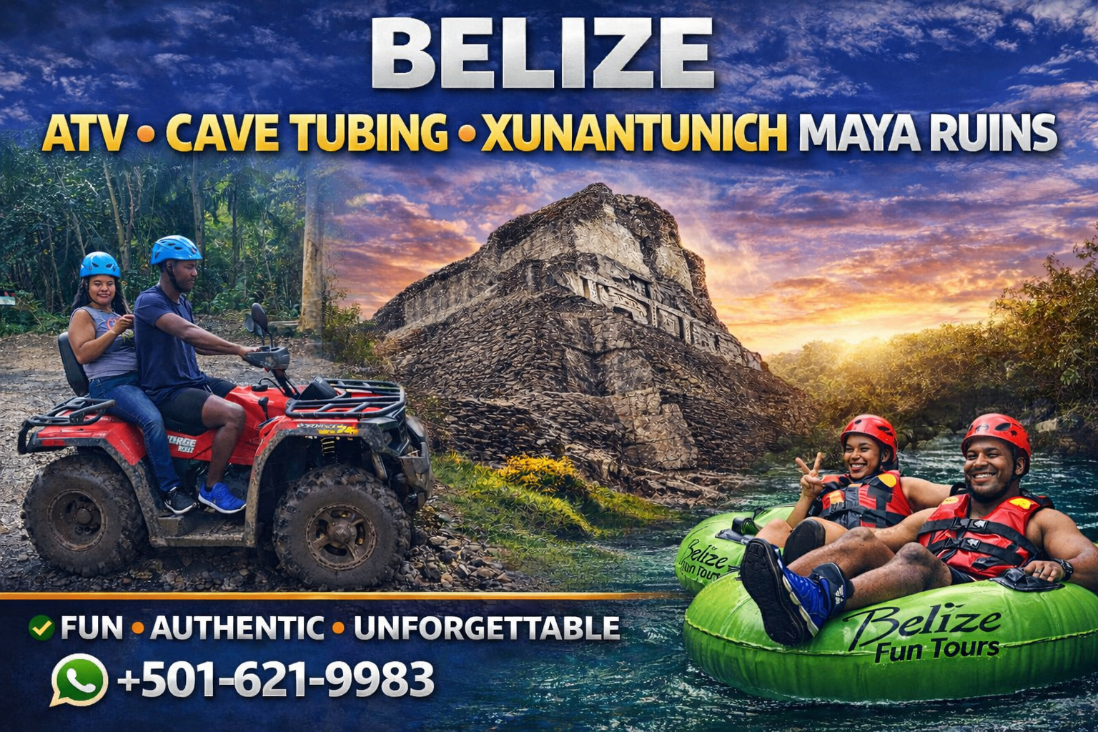 Belize ATV Cave Tubing and Xunantunich Maya Ruins
